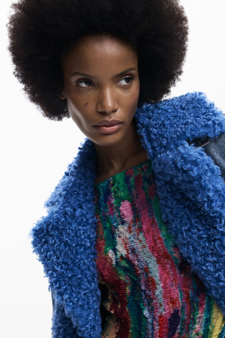 Abrigo híbrido denim pelo | Desigual