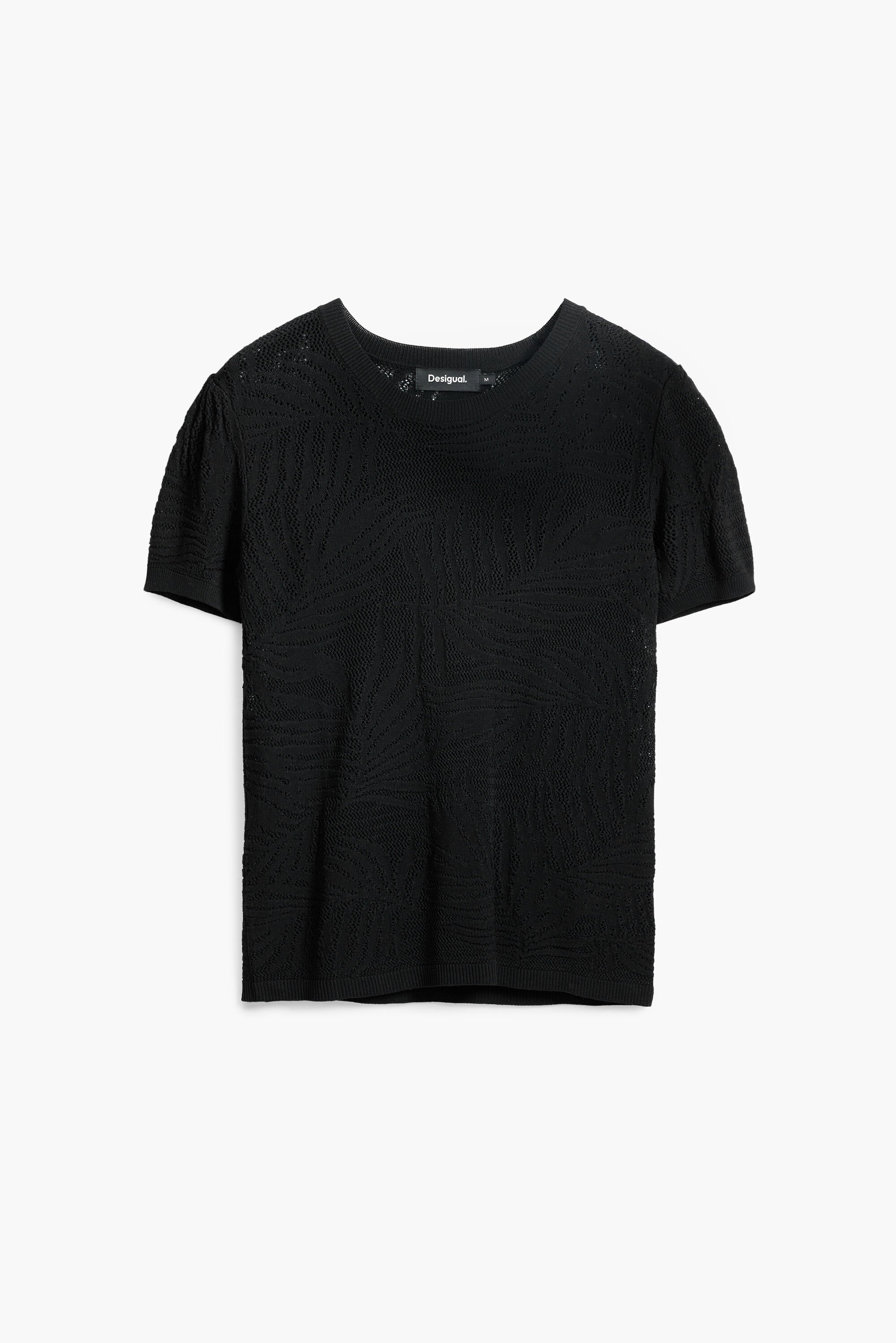 売れ筋商品|||デジグアル カットソー トップス レディース Women's Openwork knit T-shirt Black Openwork knit T-shirt Women's I Desigual.com