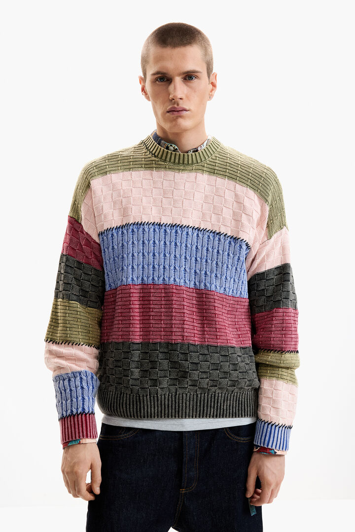 Maglione a maglia con impunture