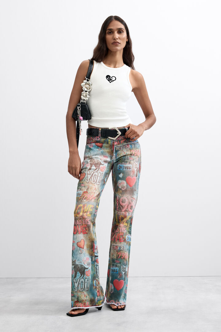 Printed Flare Jeans