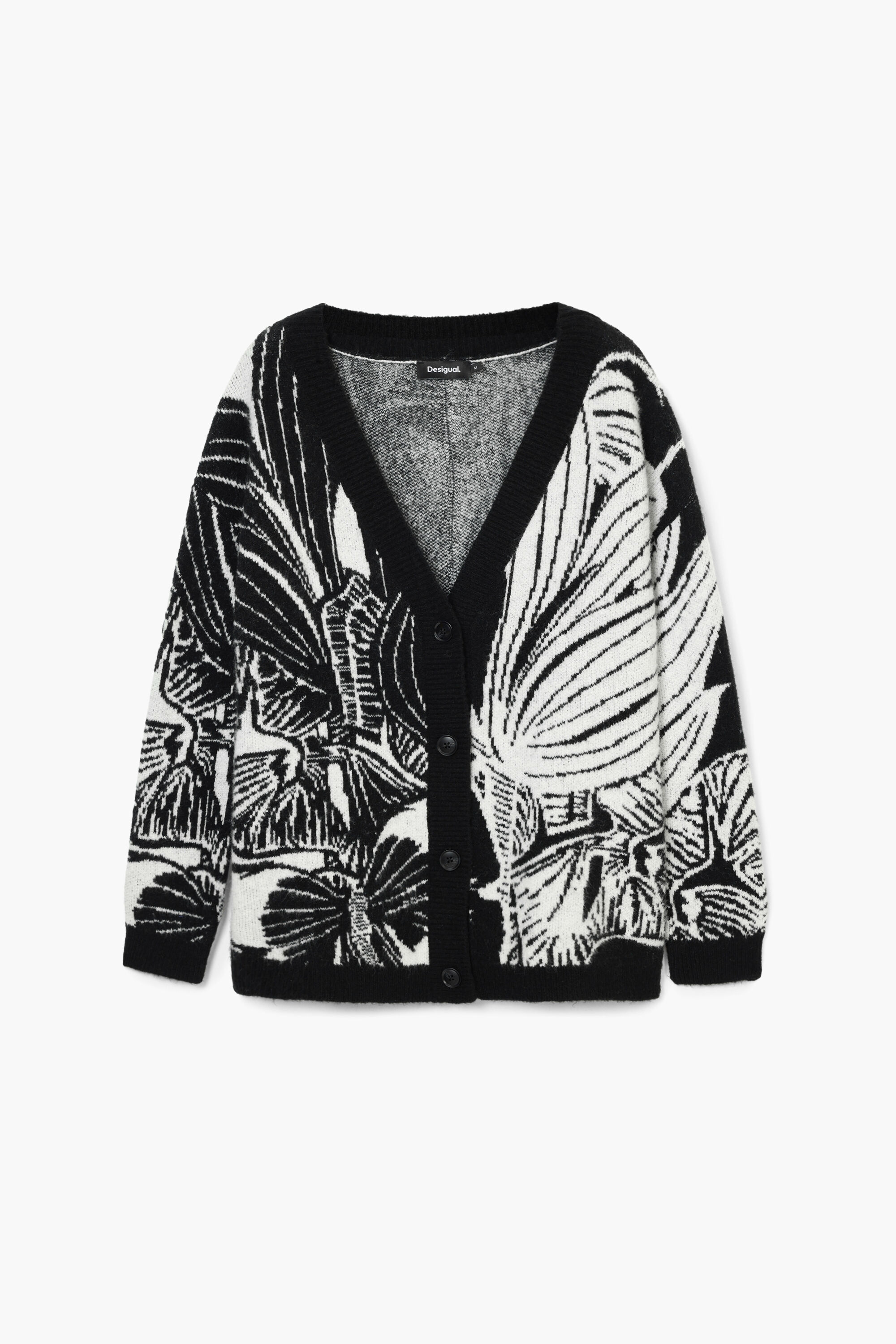 Desigual, Bedruckte Strickjacke, Schwarz, S