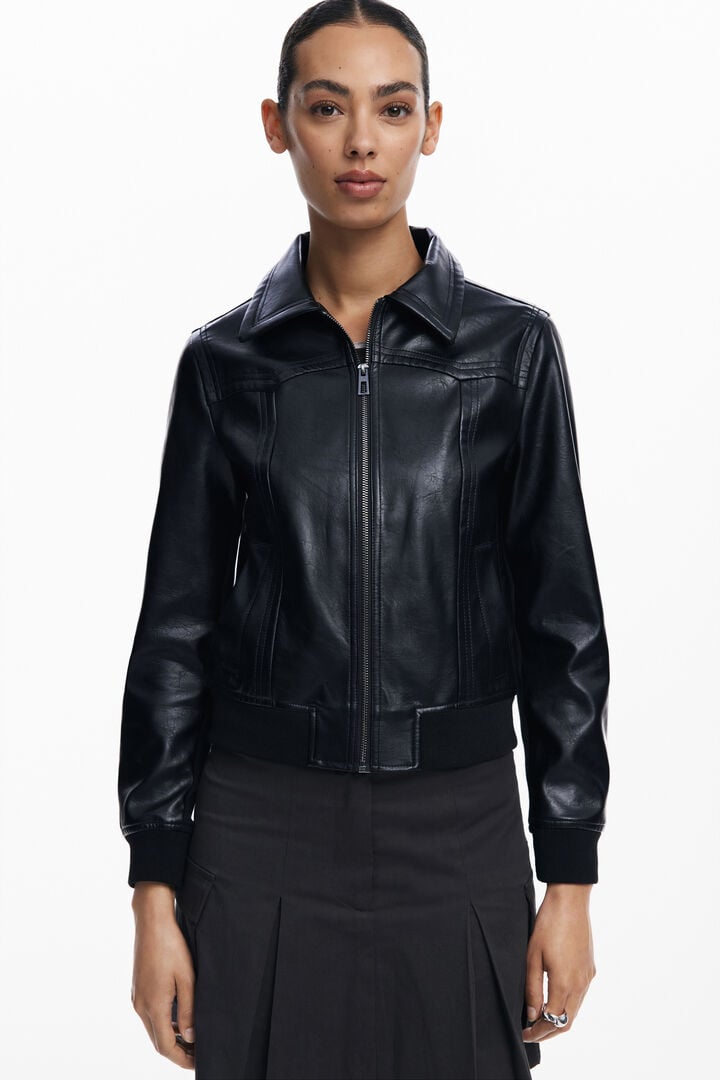 Faux leather biker jacket | Desigual