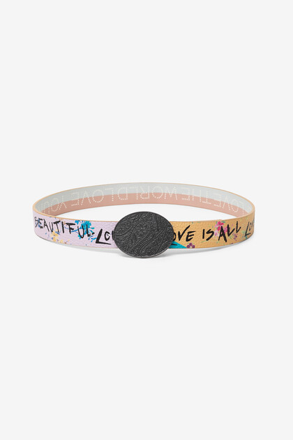 Floral reversible belt and messages
