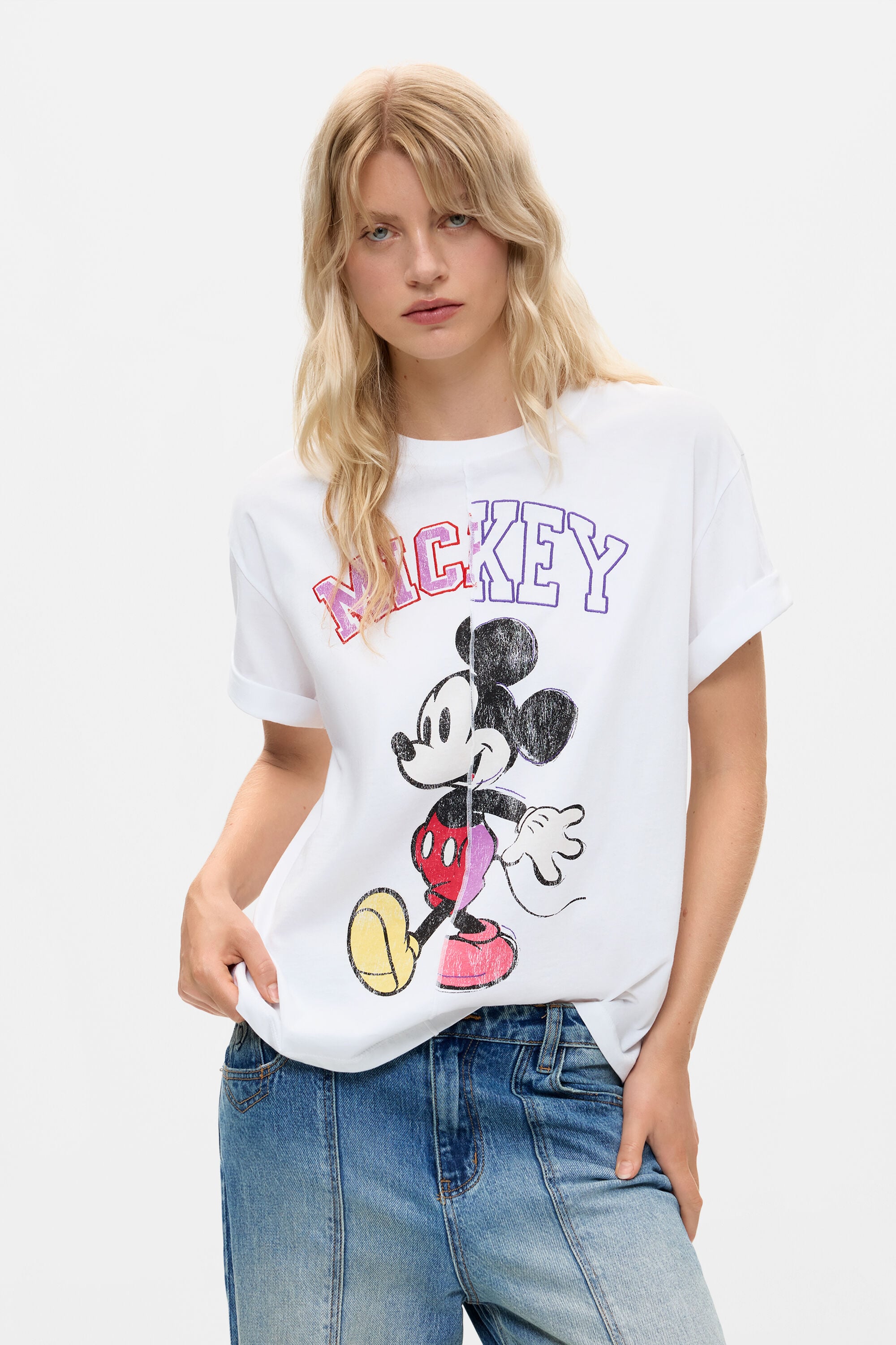 Desigual Vrouw Wit Mickey™ T-Shirt, Dames, Katoen, L