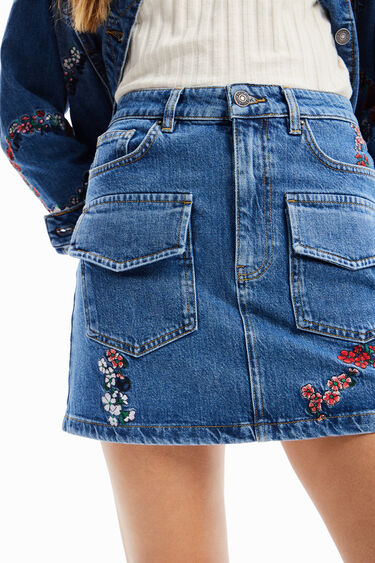 Minifalda vaquera flores | Desigual