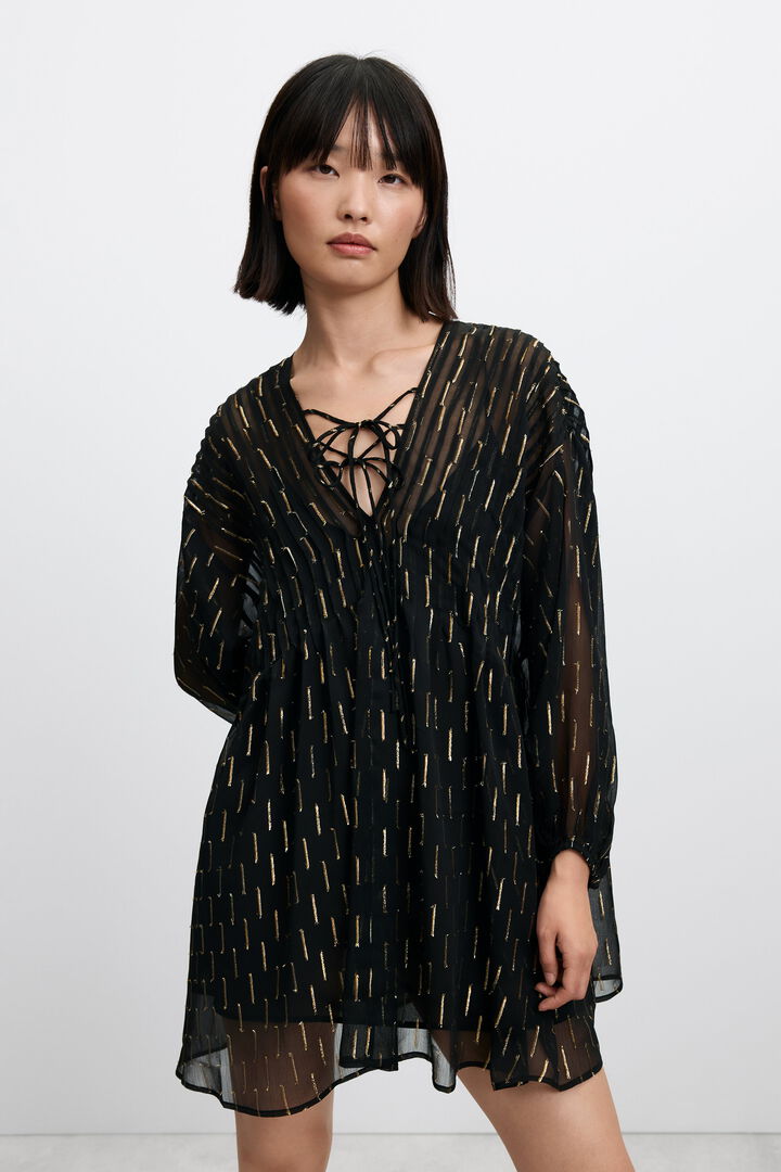 chiffon dress with metallic details