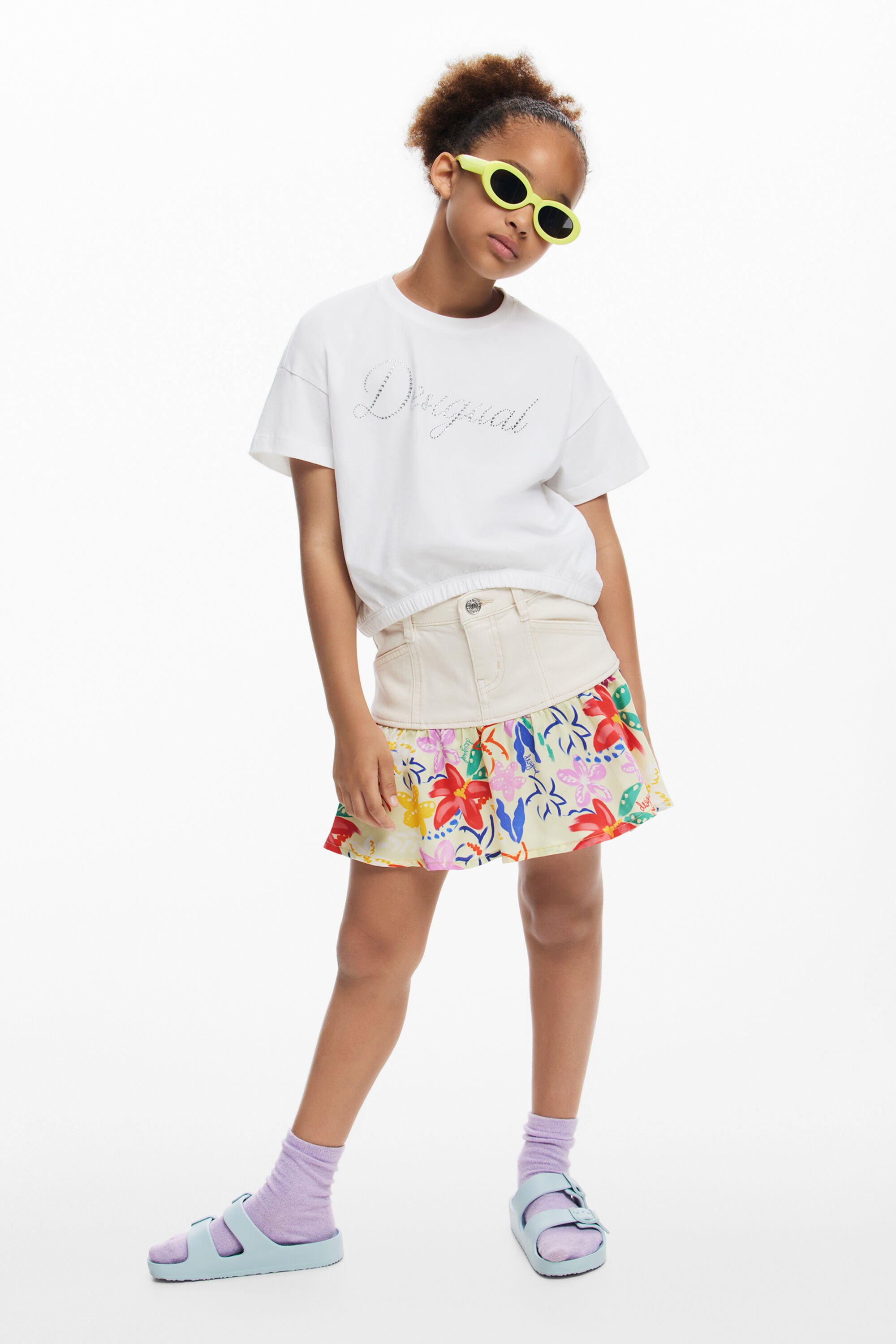 Combined floral mini skirt