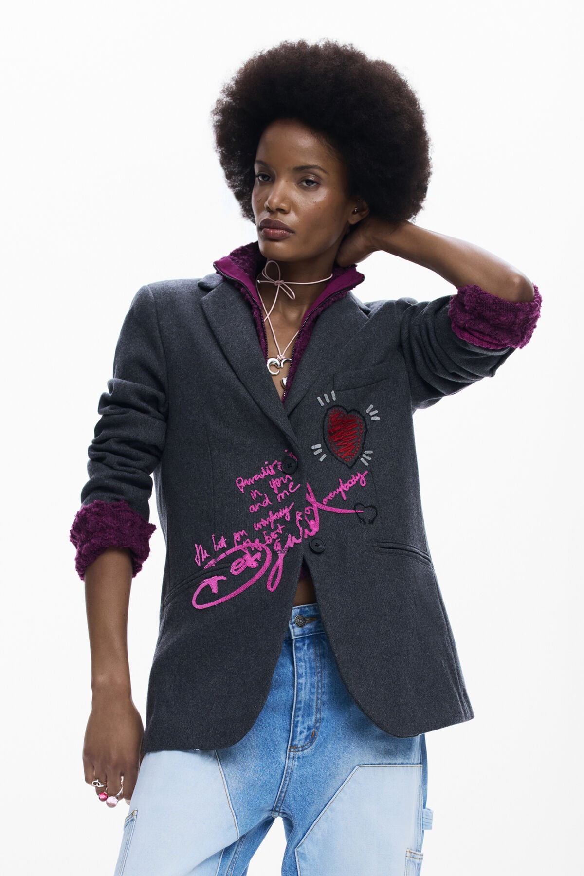 コンビネーションフード付きジャケット 黒 女性用 I Desigual.com
