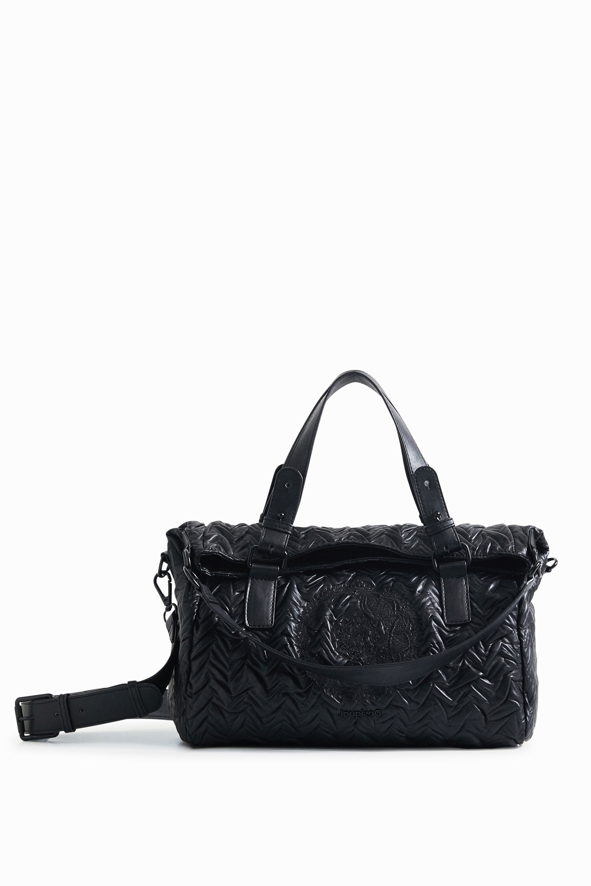 Desigual Leather Effect Handbag Smartphone Holder In Black
