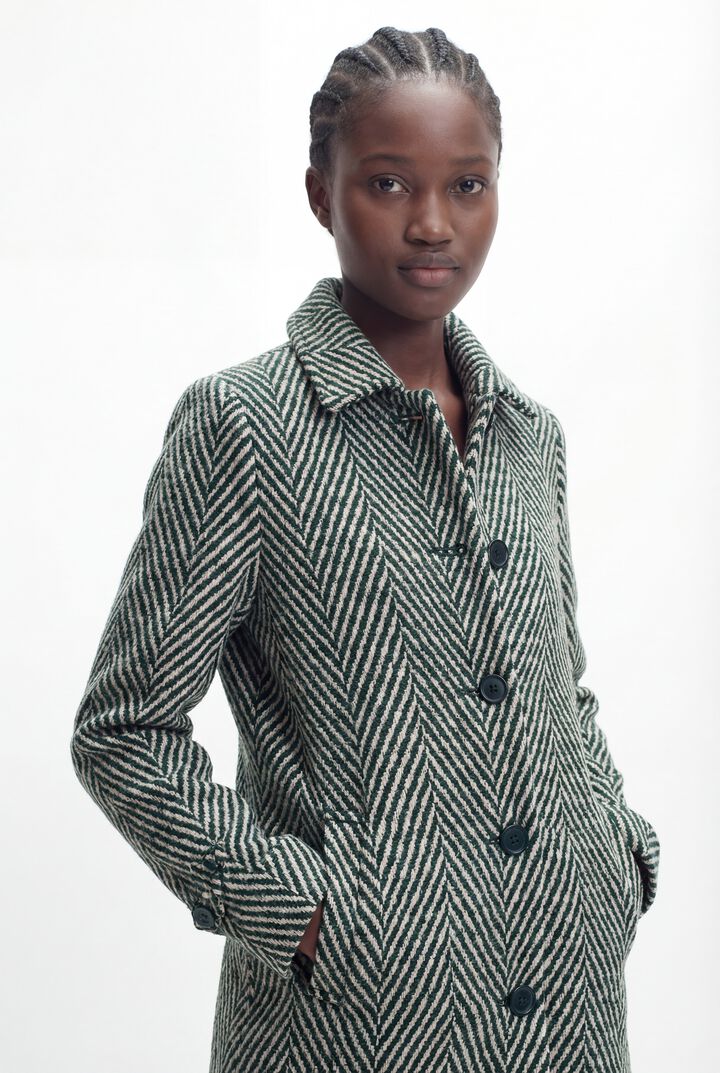 Green zig-zag cloth coat | Desigual
