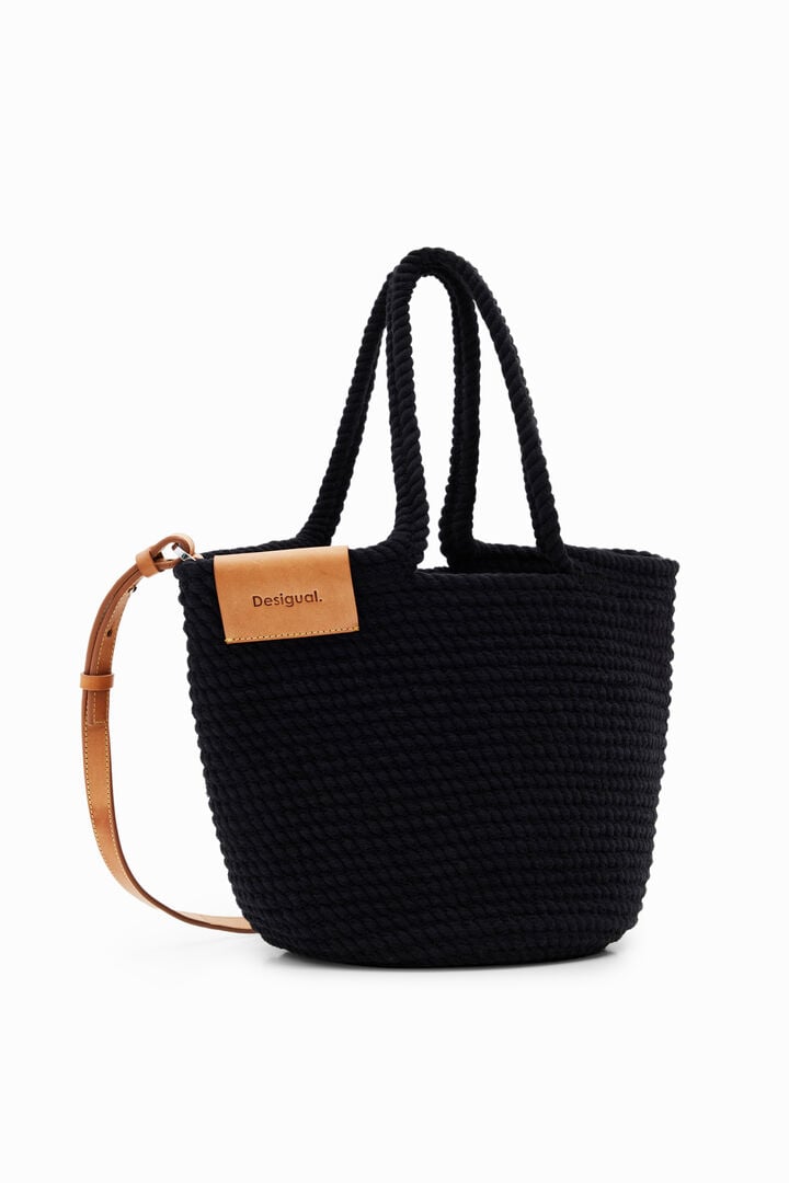M woven leather basket
