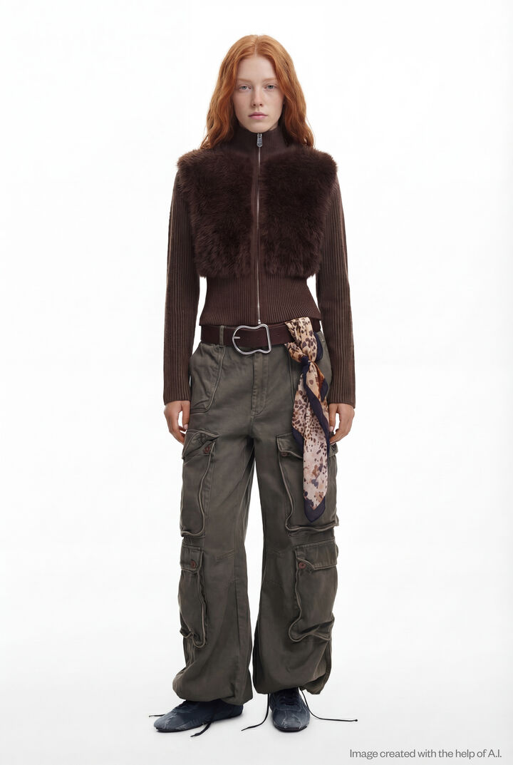 KNIT SWEATER WITH FUR