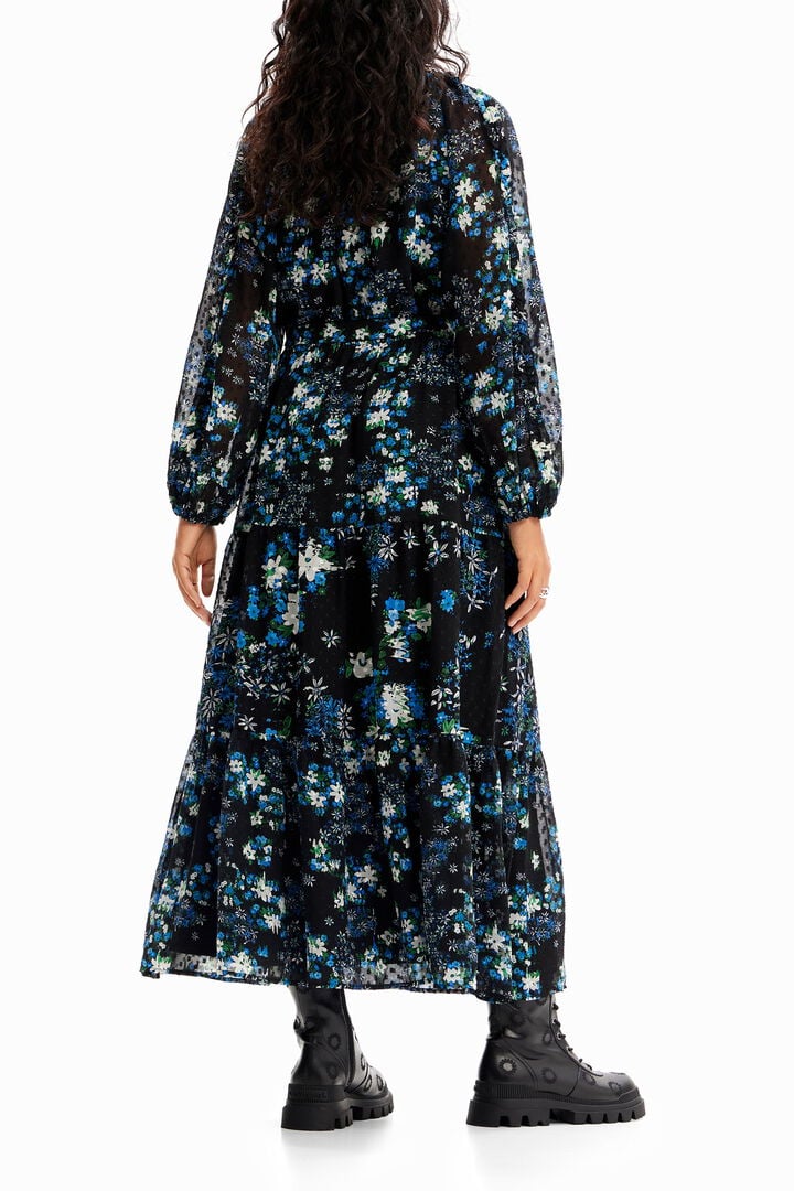 Floral plumetis midi dress | Desigual