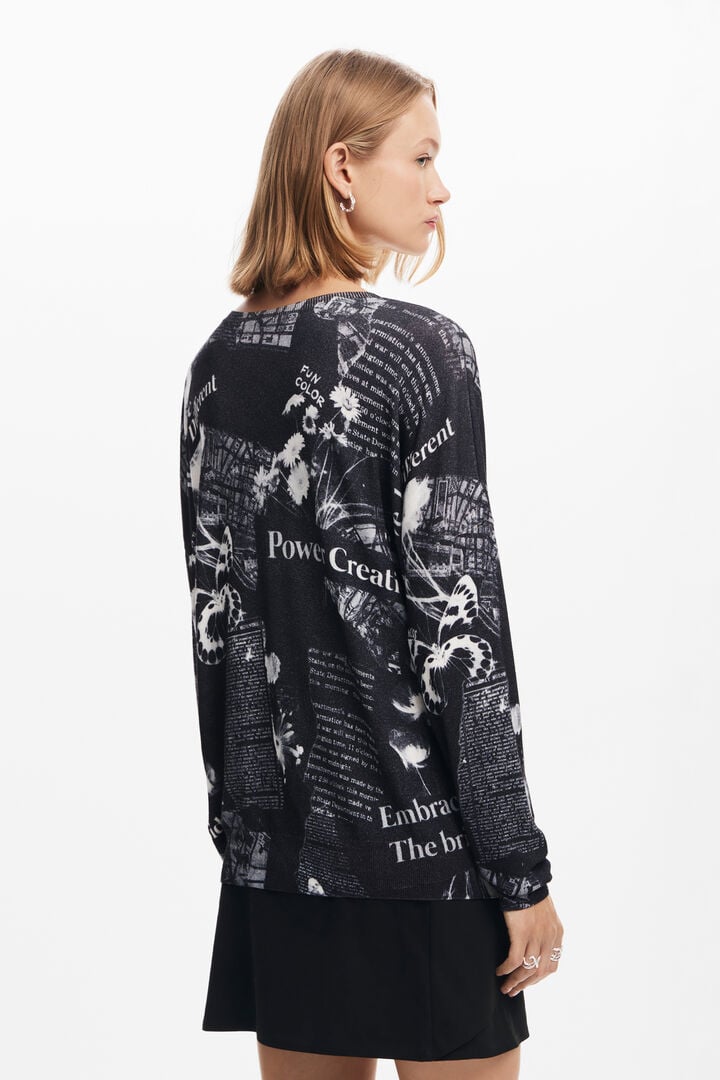 Newspaper print sweater | Desigual