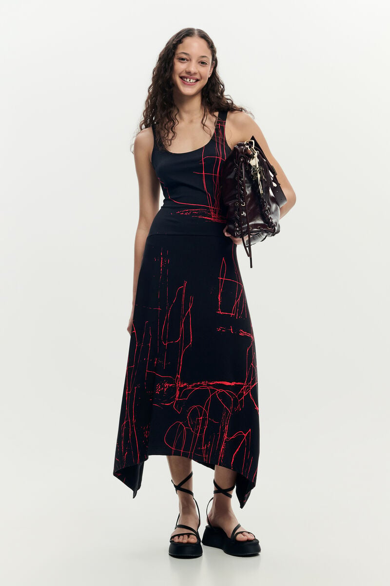desigual dress Desigual, Sleeveless printed dress, Women, Polyester, XS The Desigual Asymmetric sleeveless dress in black features a stylish high neck and a contemporary sleeveless design Asymmetric sleeveless dress black Women's