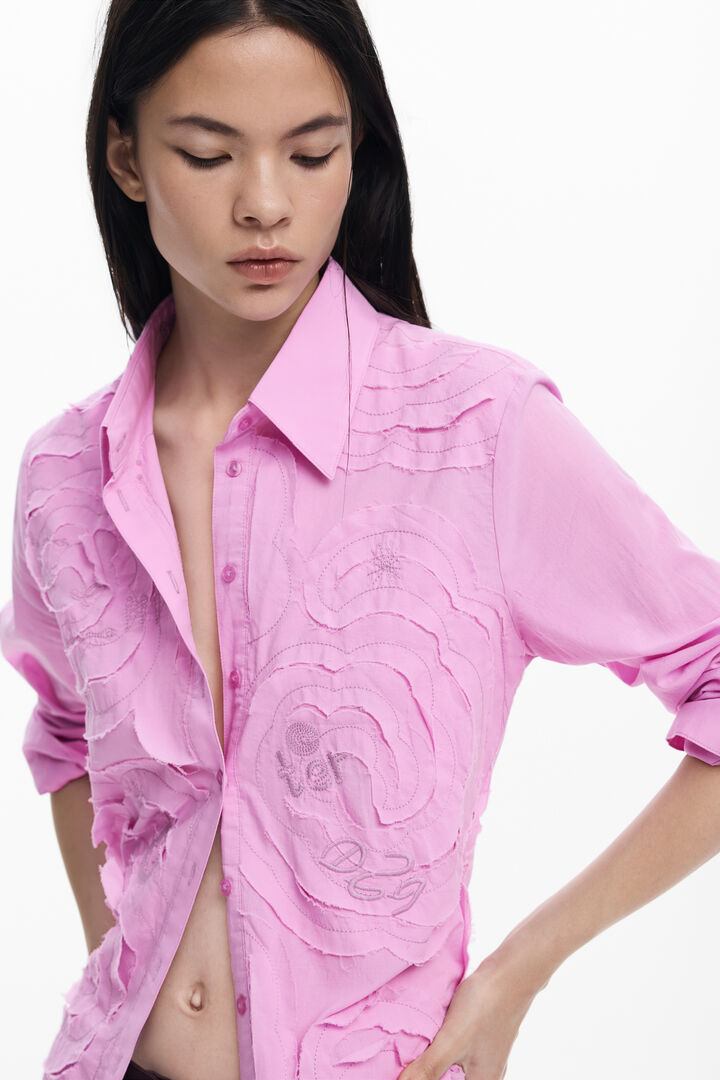 Shirt with wave embroidery | Desigual