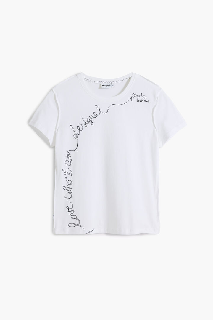 T-shirt with embroidered phrase | Desigual