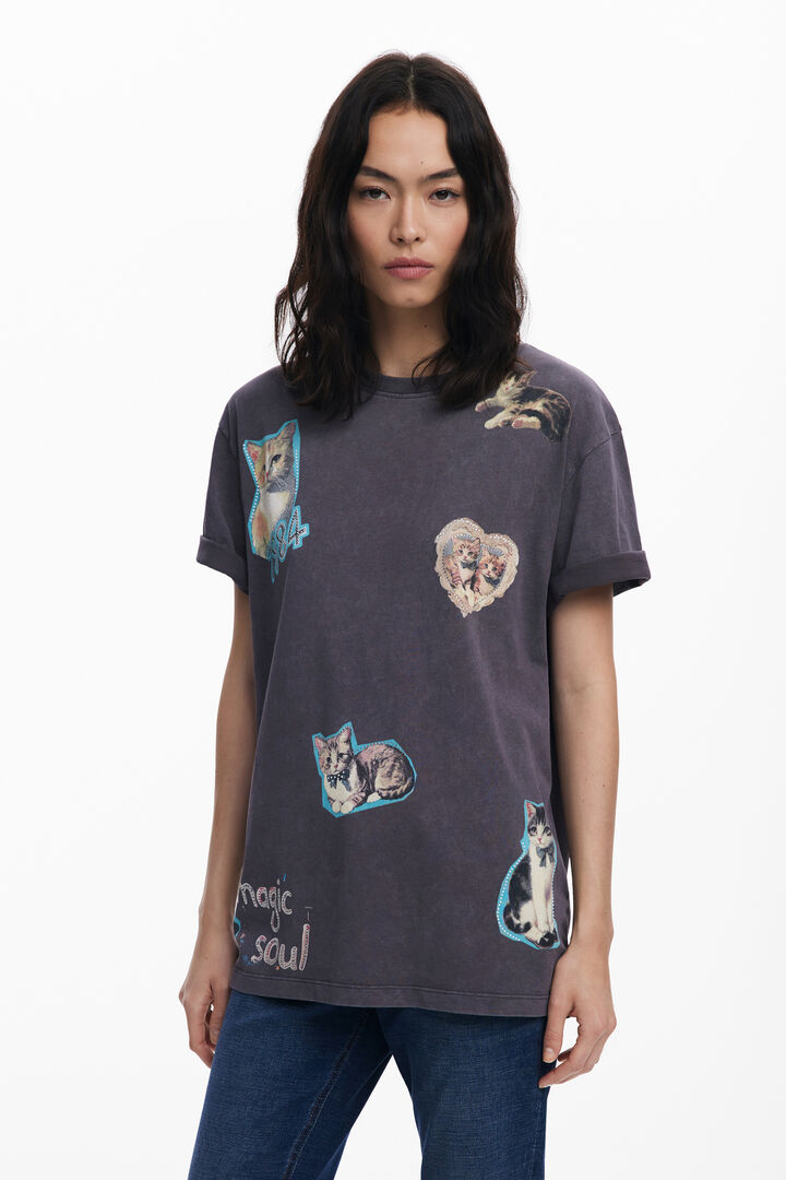Koszulka bawełniana z kotami | Desigual