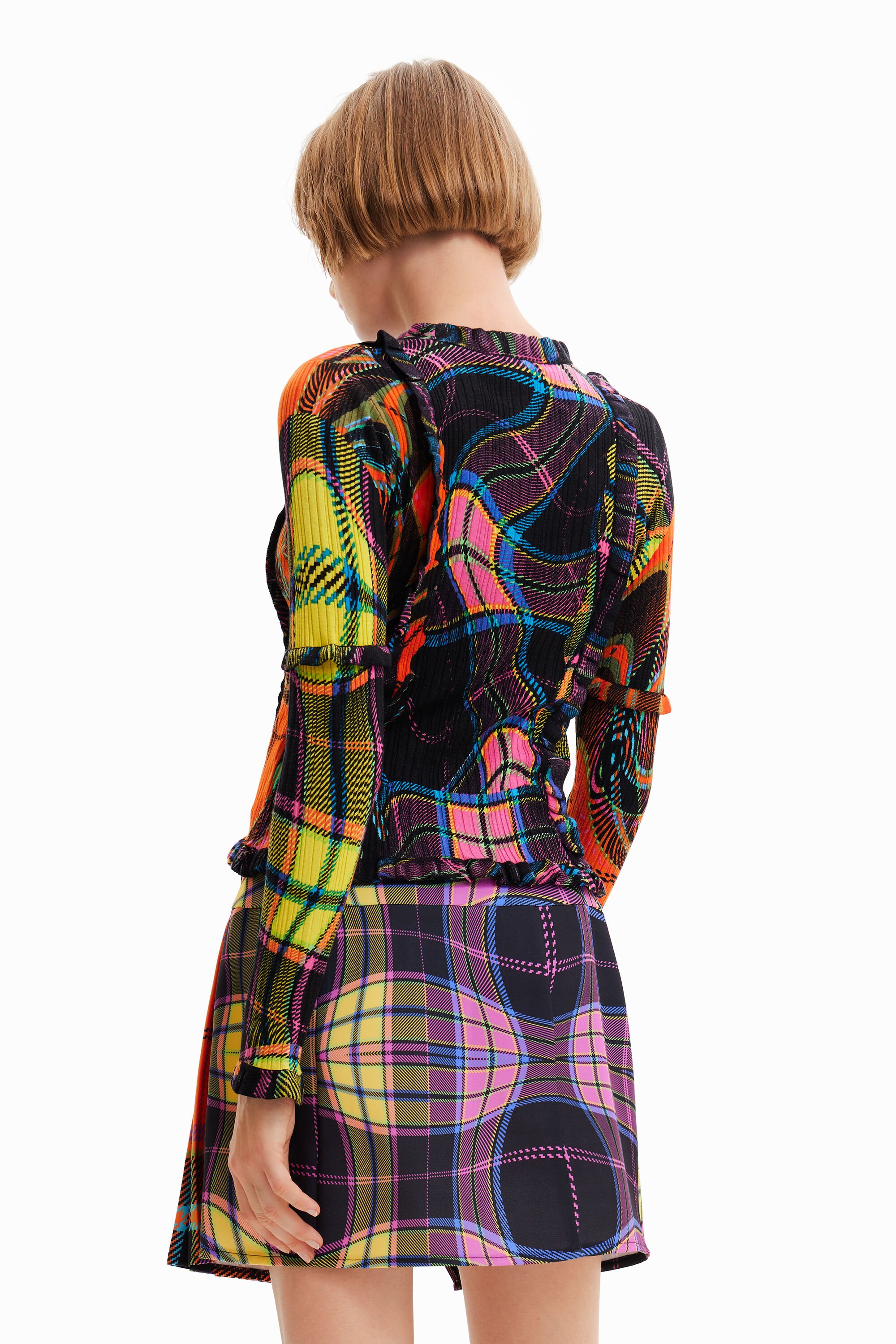 María Escoté plaid ribbed pullover | Desigual.com