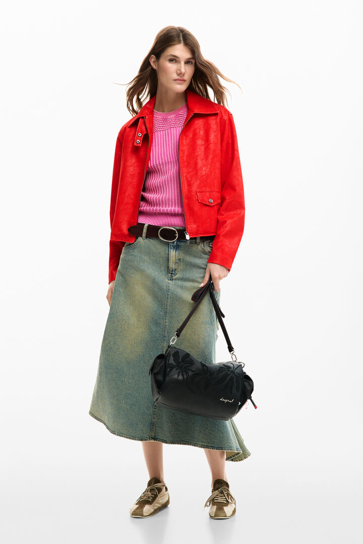 RED FAUX LEATHER JACKET | Desigual