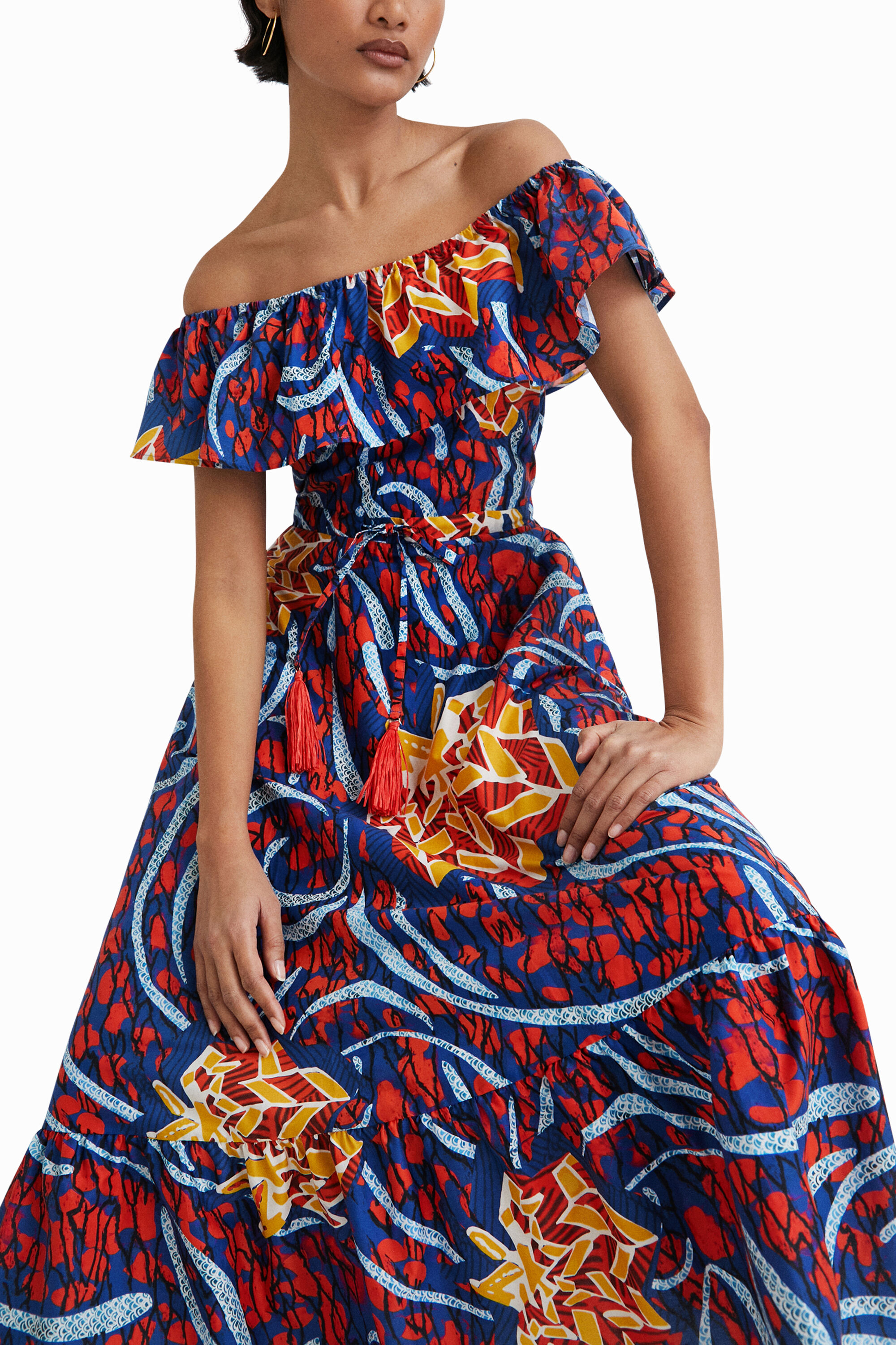 Stella Jean ruffled midi dress | Desigual.com