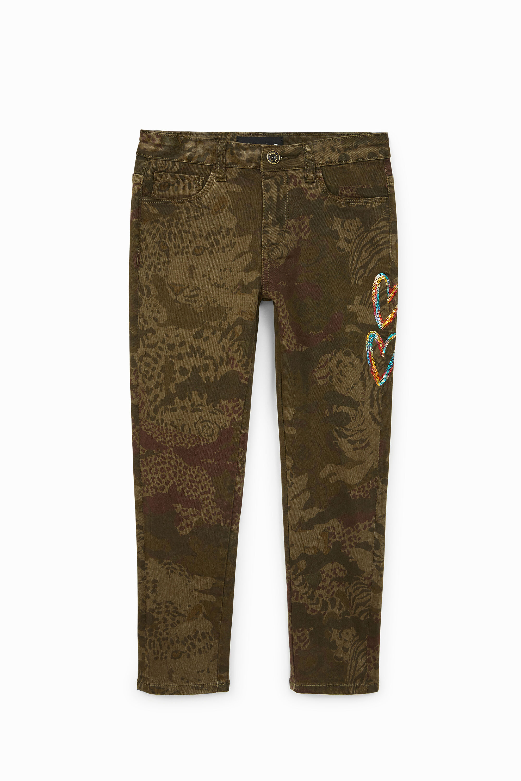 Gerade geschnittene Hose Stickerei