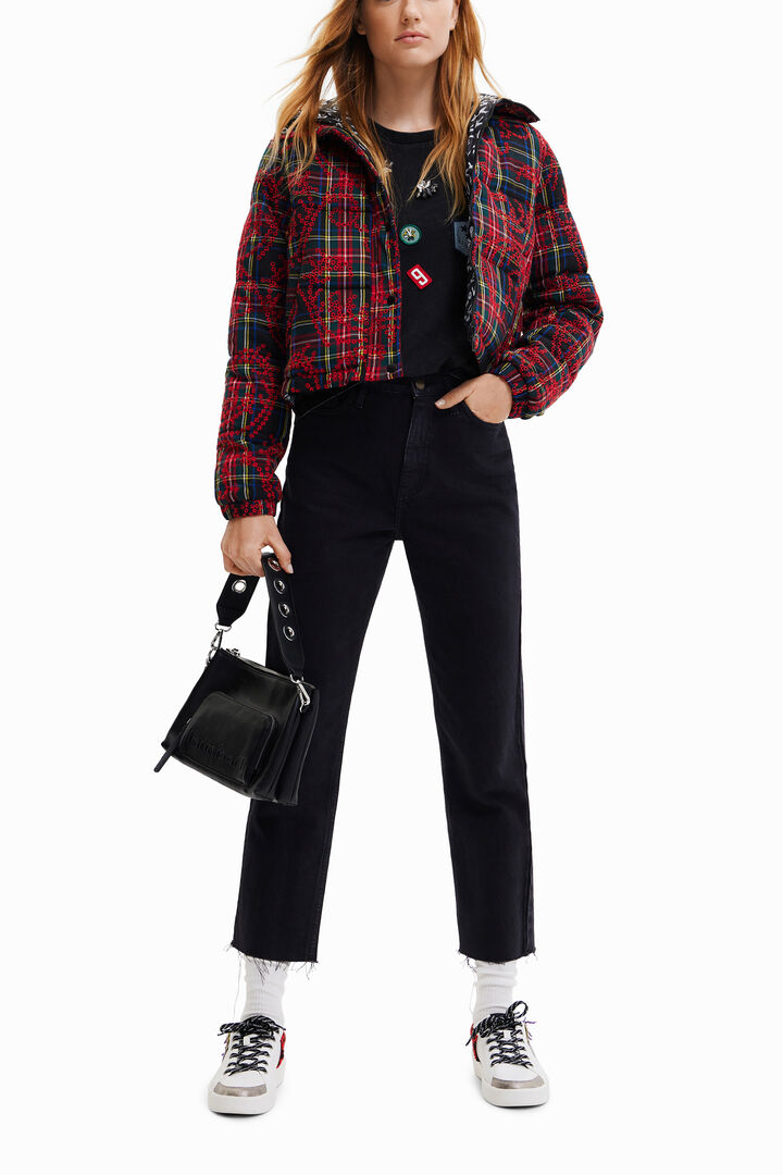 Short padded tartan jacket | Desigual