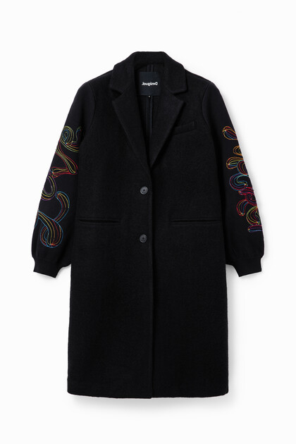 Long manteau broderies