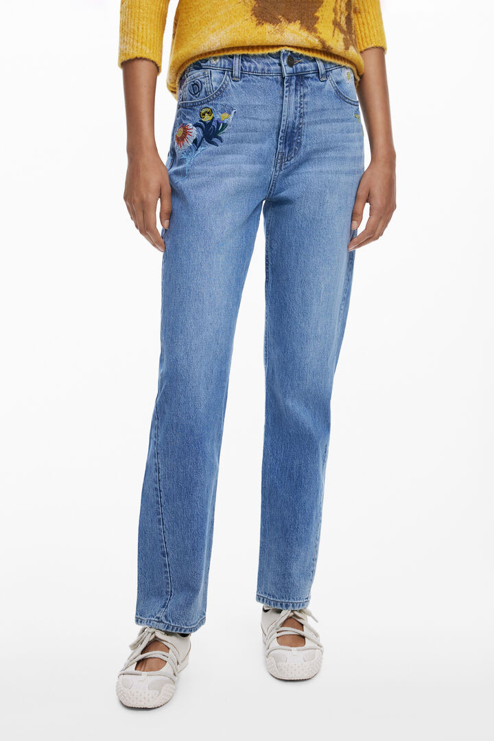 Embroidered flower jeans | Desigual