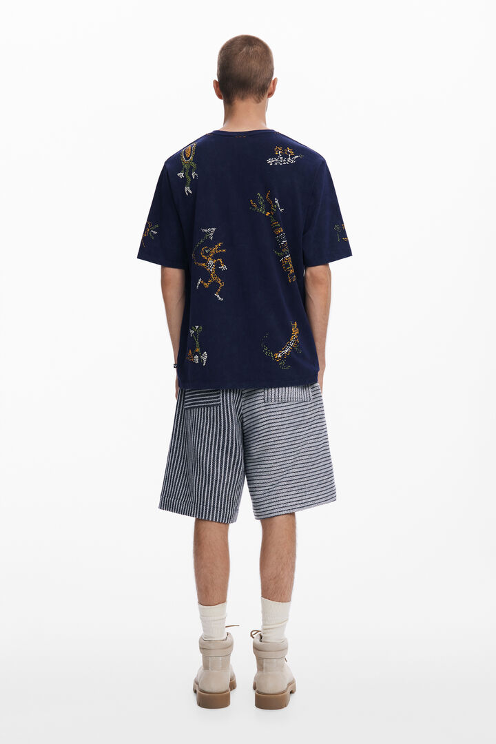 T-shirt with tribal embroidery | Desigual