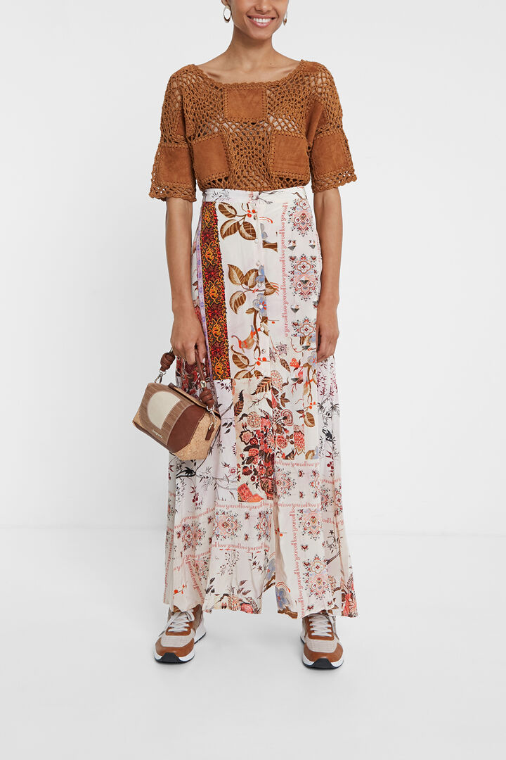 Falda larga con estampado boho floral | Desigual