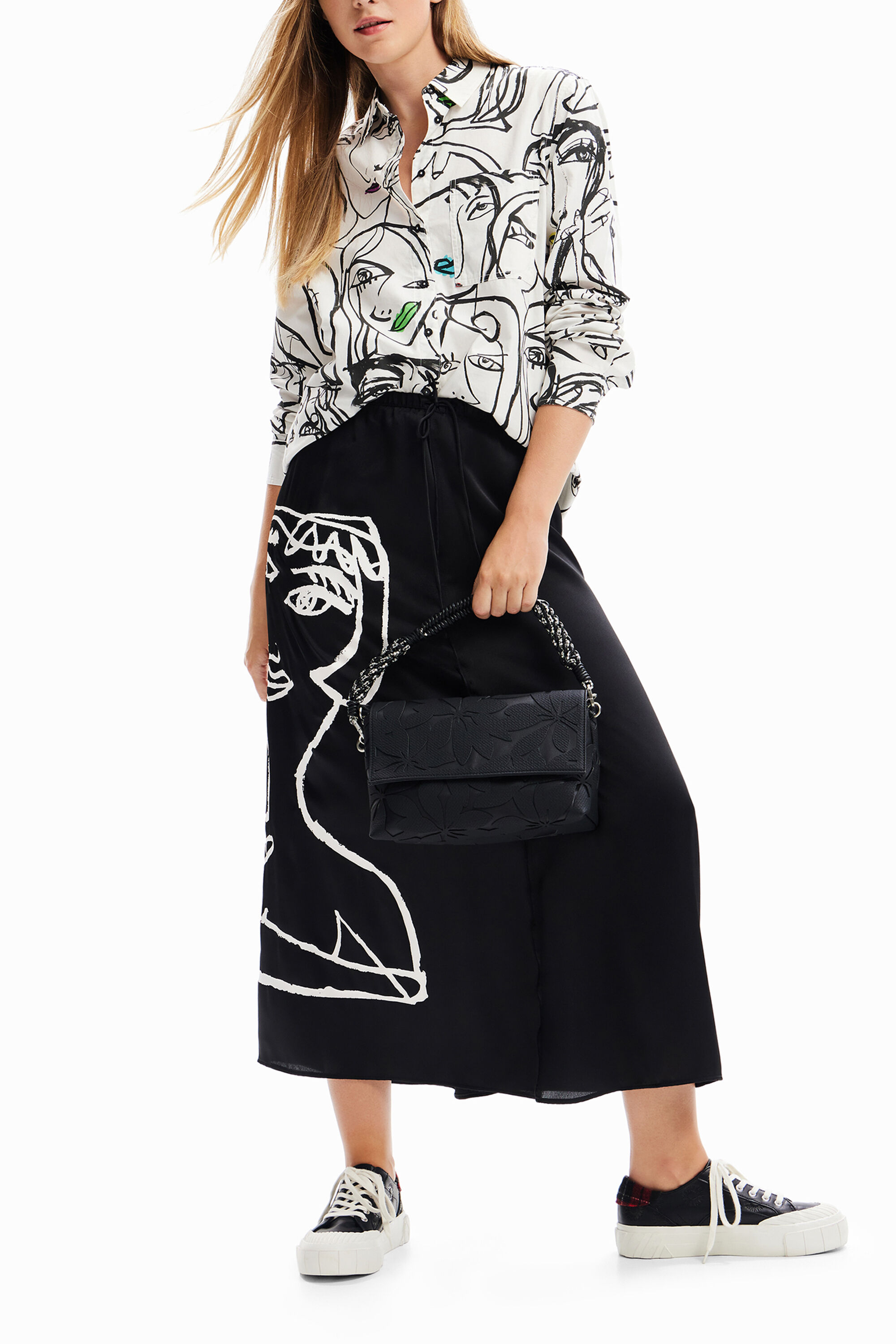 Desigual Arty face midi skirt