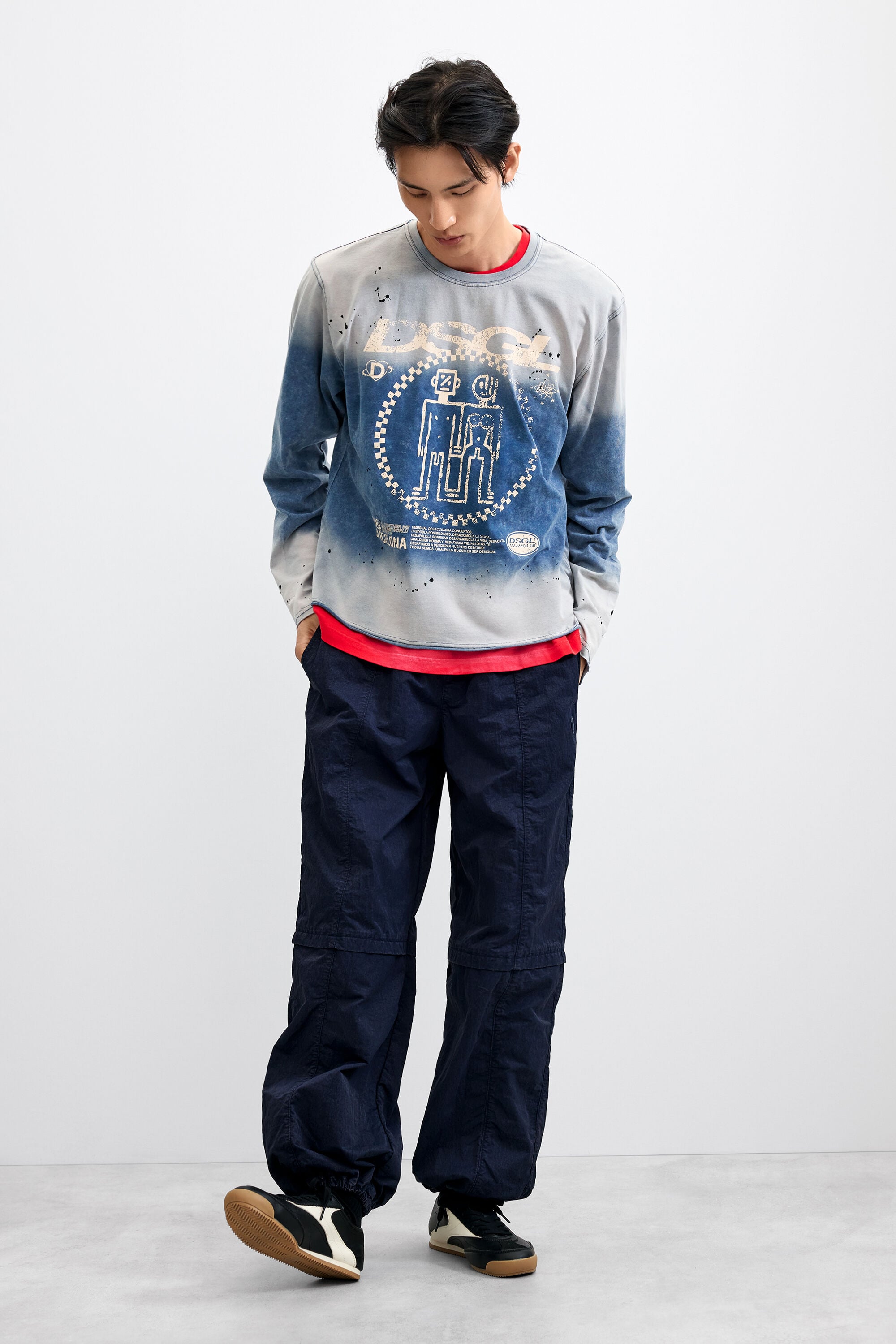 Camiseta estampada logoo, Hombre, Algodon, Azul,