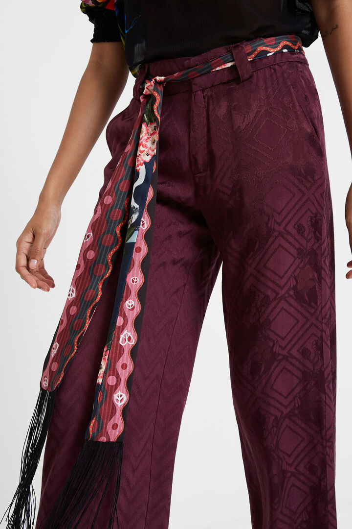 Pantalon jacquard ceinture foulard | Desigual