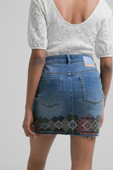 Mini-jupe en jean à frises | Desigual