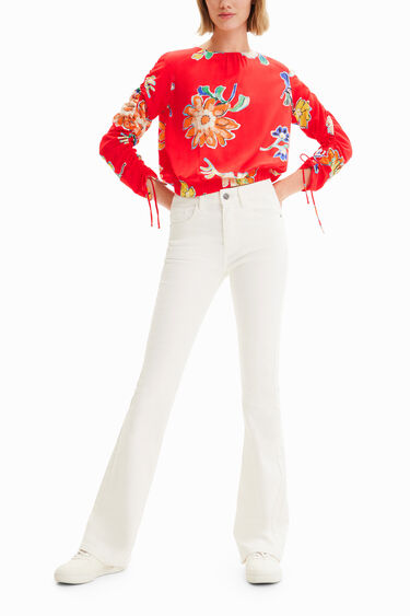 Blusa corta fiori arricciati | Desigual