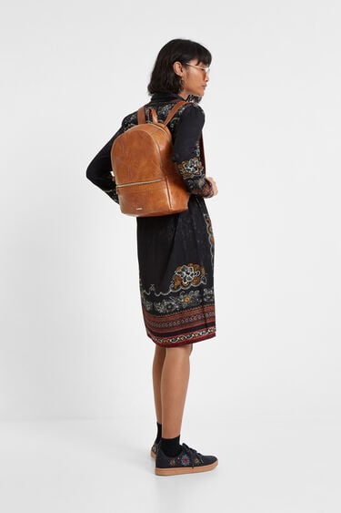 Leather effect embroideries backpack | Desigual