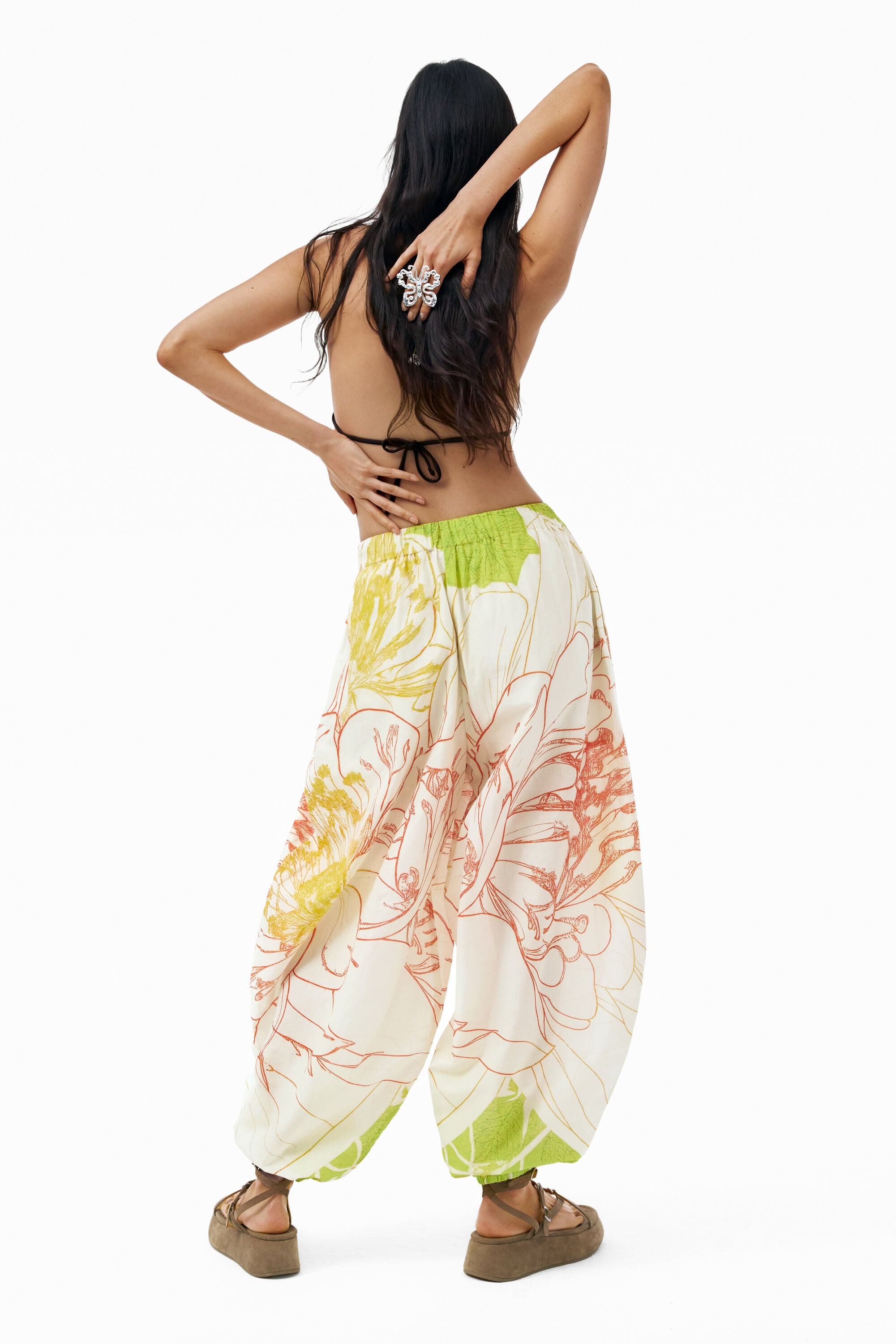 Balloon pants 100% cotton green Women's I Desigual.com