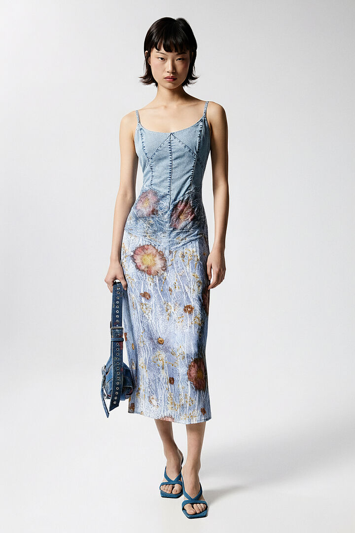 Two-material strappy dress | Desigual