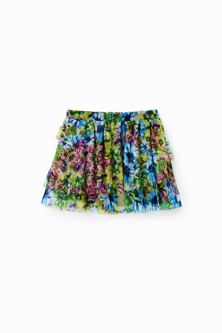Mini-jupe tulle fleuri volants | Desigual