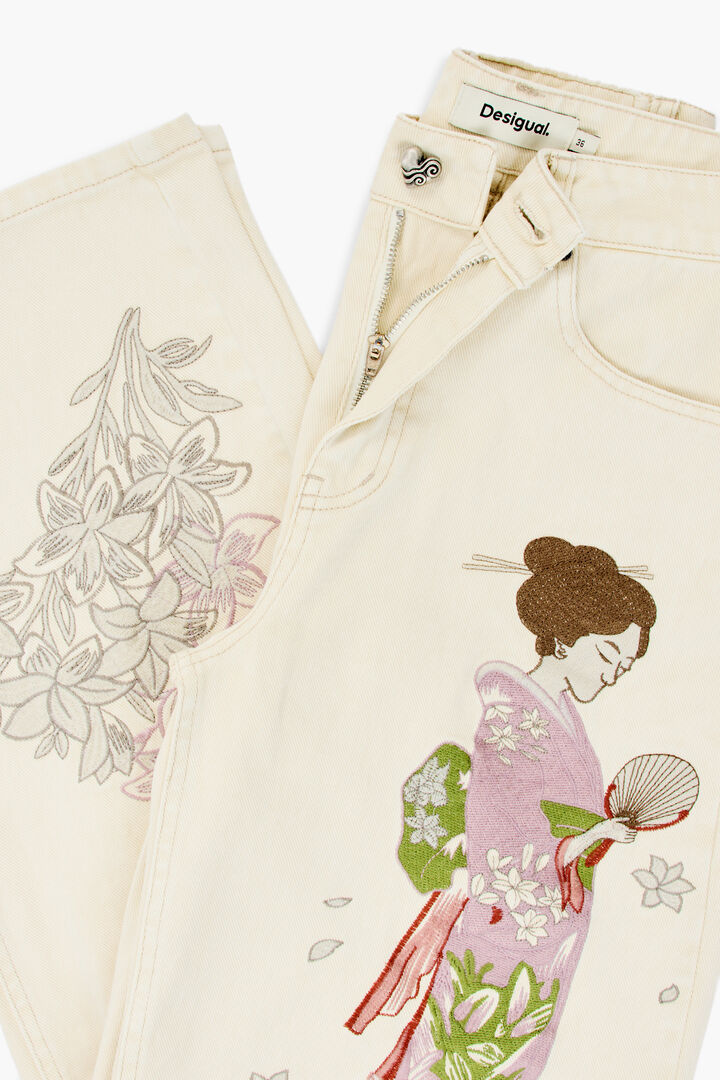 Embroidered balloon jeans