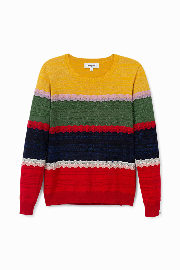 Jersey a rayas lúrex y encaje | Desigual