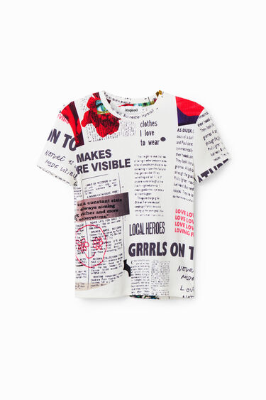 Ribbed newspaper T-shirt | Desigual