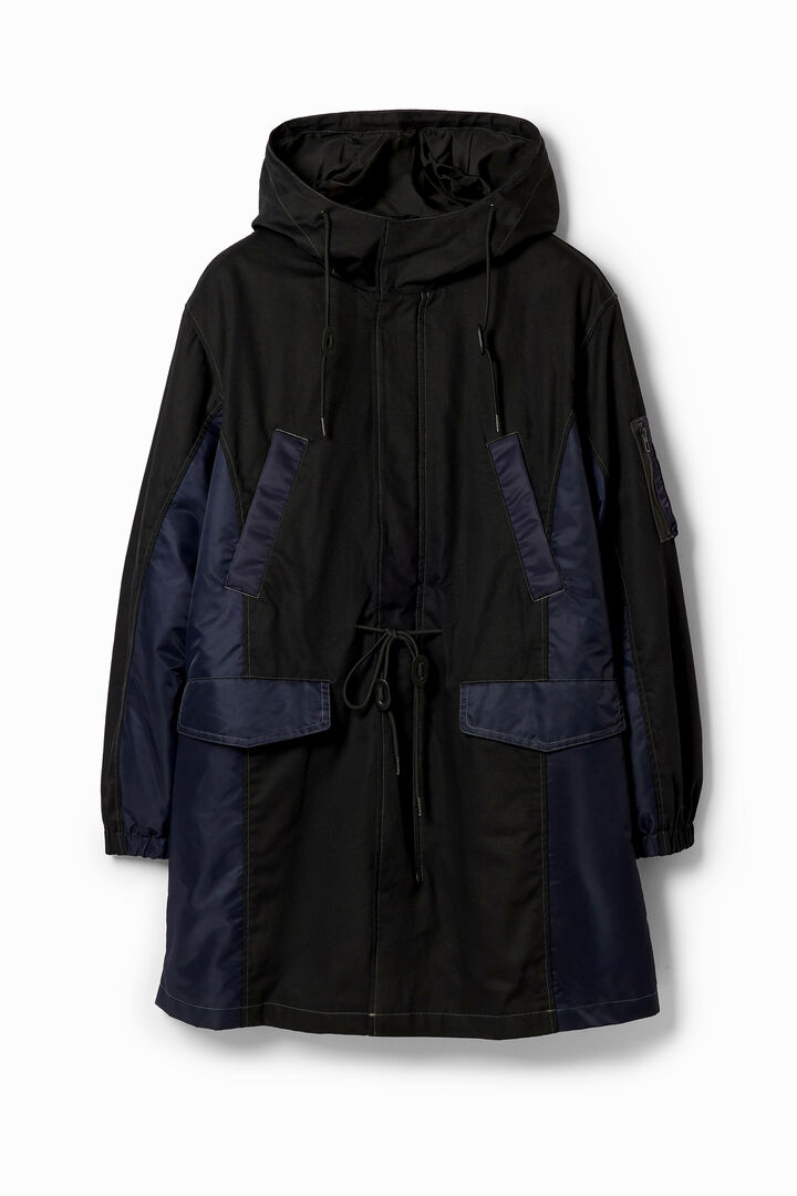 Patchwork hooded parka