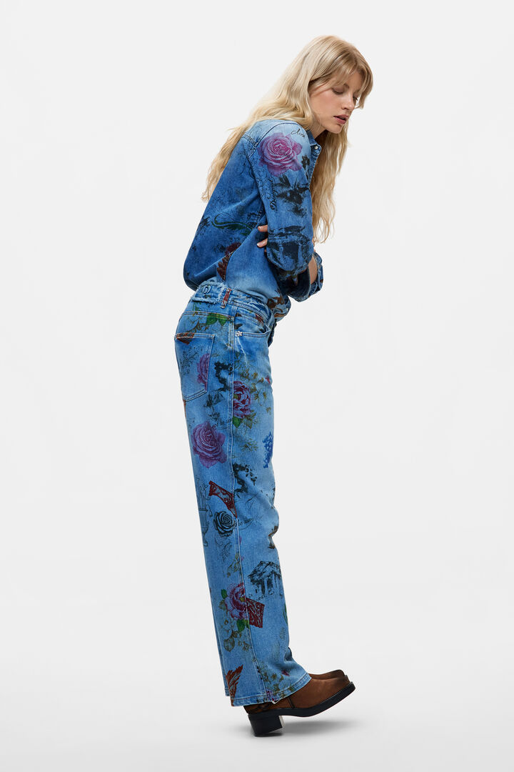 Printed Straight Jeans