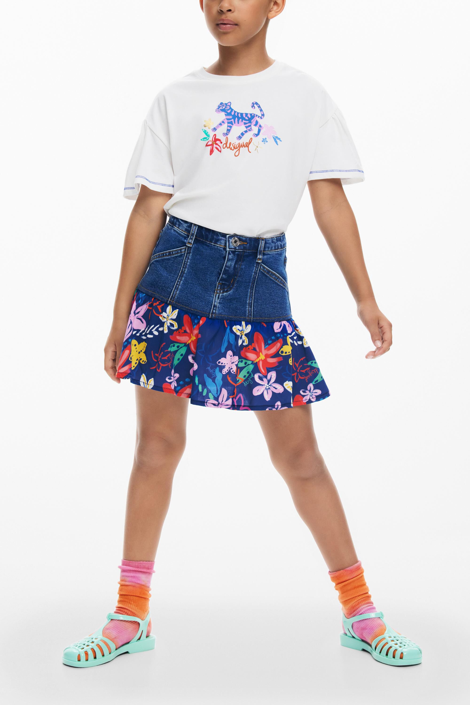 Falda denim volante