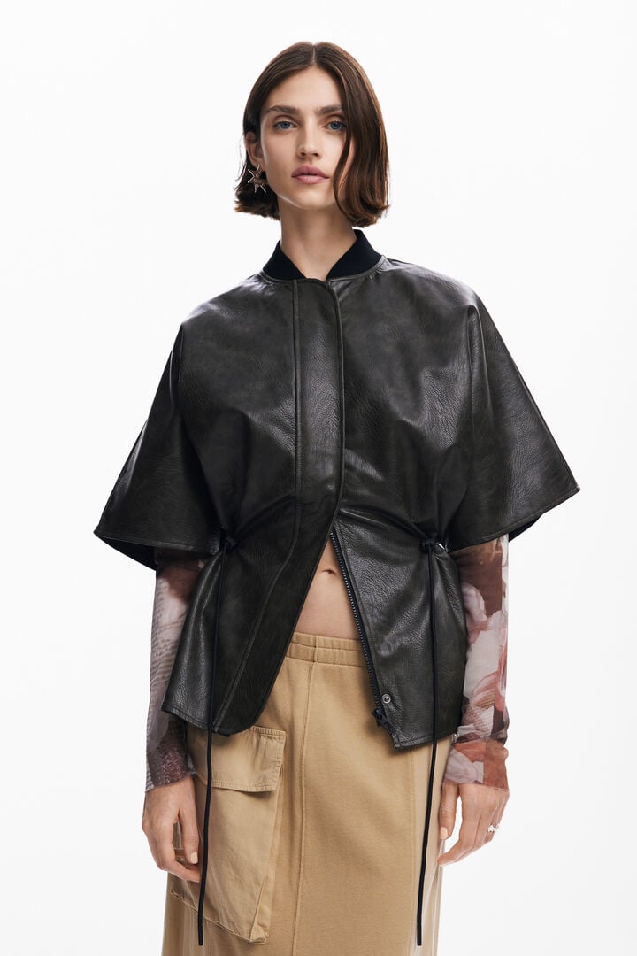 Leather-effect poncho