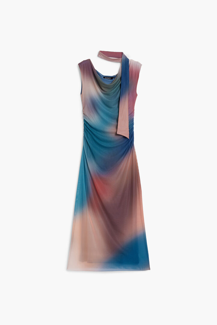 Draped dress with irregular neckline | Desigual