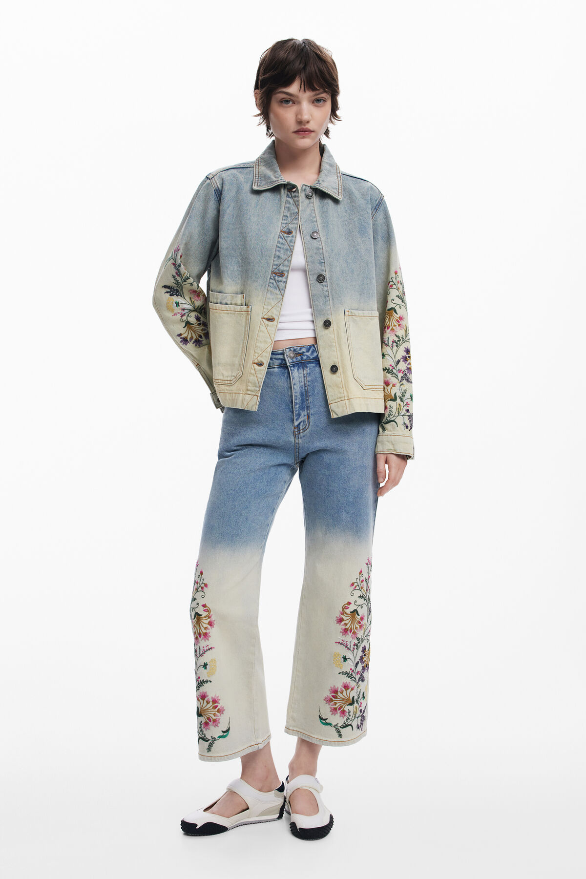フラワークロップドジーンズ 女性用 I Desigual.com