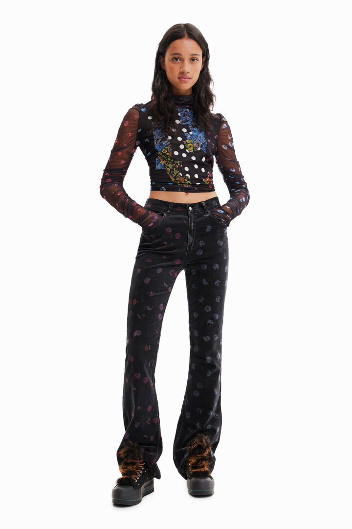 Camiseta tul patch lunares y flores | Desigual